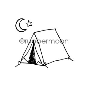 Maxi Moon | MM7093G - Camp Moonlight (w/ Moon & Star End-Mount) - Rubber Art Stamp