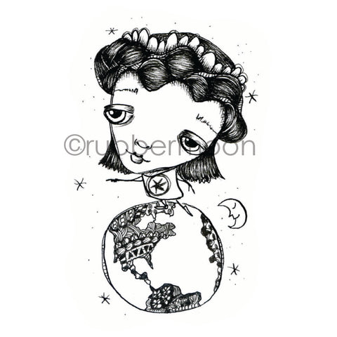Sunny Carvalho | SC7224I - Earth-day Girl - Rubber Art Stamp