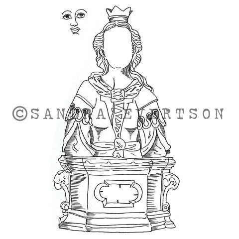 Sandra Evertson | SE6018M - St. Cecilia (Set w/ Face) - Rubber Art Stamp