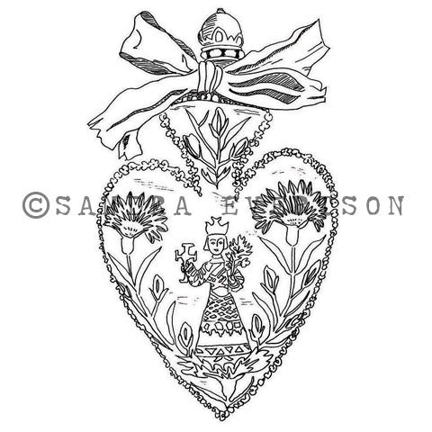 Sandra Evertson | SE6020J - Scapular - Rubber Art Stamp