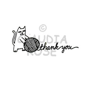 Thank You Kitty Rubber Art Stamp