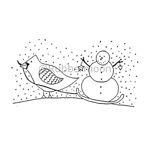 cardinal sled w/snowman