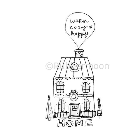 Kae Pea | KP5194I - Warm, Cozy, Happy House - Rubber Art Stamp