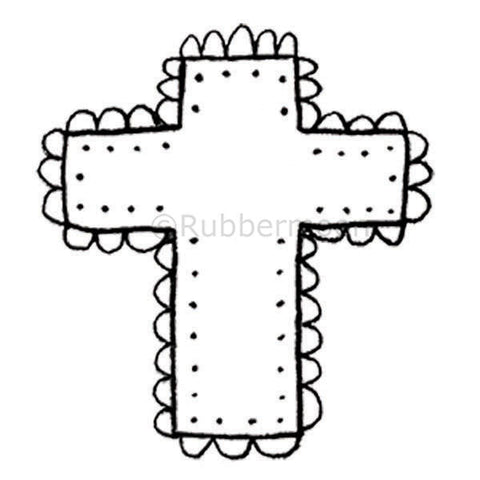 Kae Pea | KP5308G - Scalloped Cross - Rubber Art Stamp