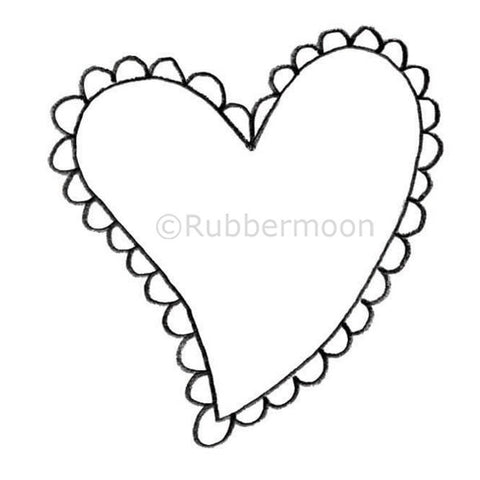 Kae Pea | KP5316G - Scalloped Heart - Rubber Art Stamp