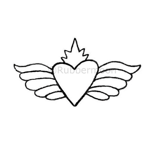 Kae Pea | KP5322F - Radiant Winged Heart - Rubber Art Stamp