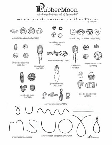 Kae Pea | KPWB13 - Wire & Beads Complete Set - Rubber Art Stamps